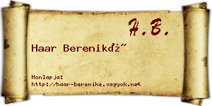 Haar Bereniké névjegykártya